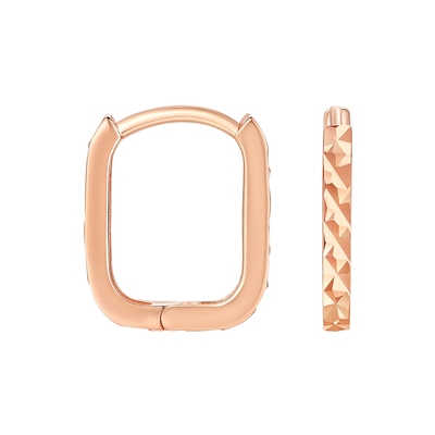 TSL谢瑞麟18K金耳饰素金耳圈玫瑰金线条耳饰女士新品BF437