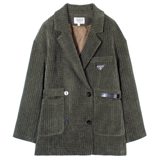 灯芯绒西装外套女秋季新款宽松休闲复古时尚高级感气质条绒小西服