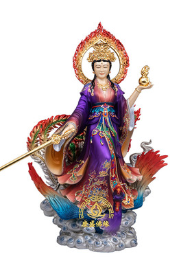 黄铜彩绘九天圣母娘娘神像摆件