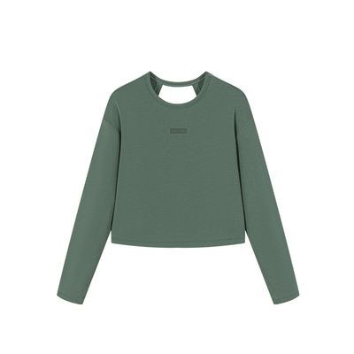 INNERLAND环保镂空美背长袖T恤