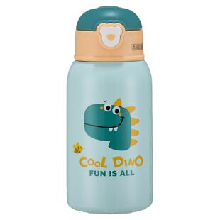 卡通儿童保温杯吸管水杯男生女小学生幼儿园便携斜挎可爱水壶恐龙