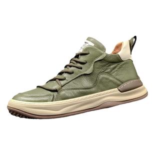 男鞋秋冬款男士休闲皮鞋男款高帮潮鞋真皮2025年小丑鞋男运动板鞋