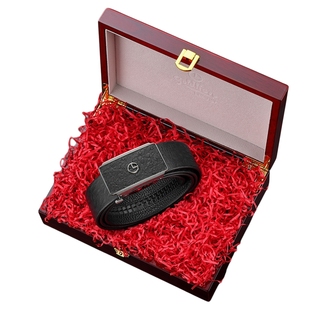 金利来皮带男真皮新款轻奢腰带礼物商务鸵鸟纹牛皮裤带红木礼盒装