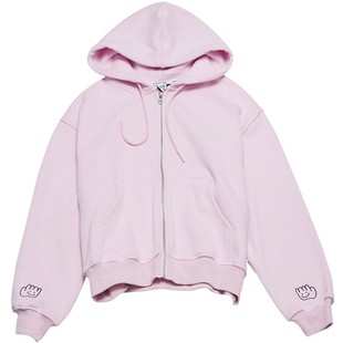 返场STILLYOU原创个性短款连帽加绒拉链卫衣女百搭中性外套帽衫冬