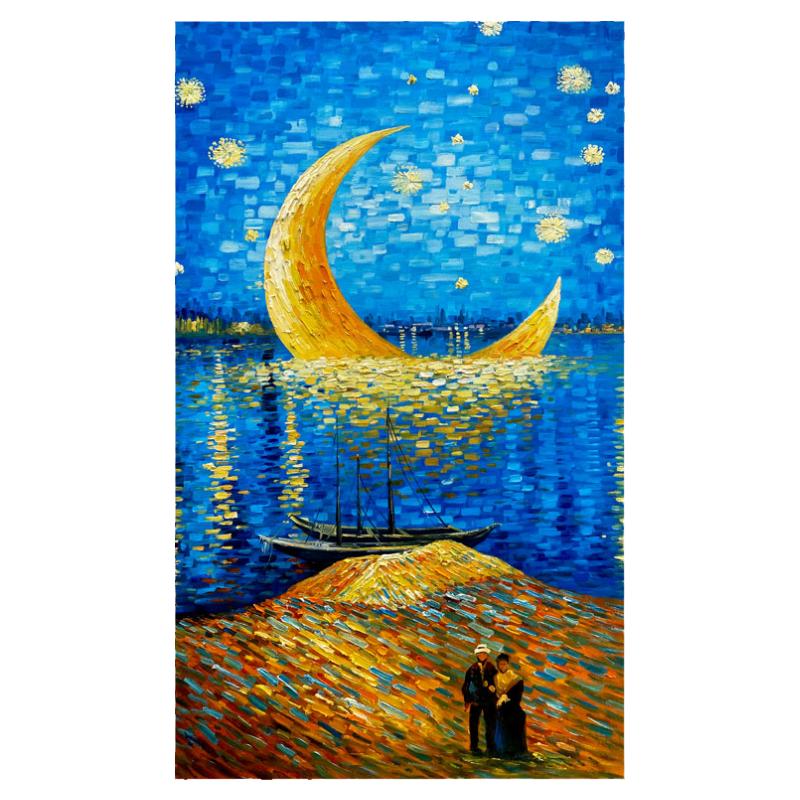 手绘油画印象手绘挂画玄关装饰画