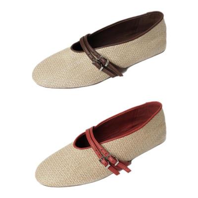 THESOONG拉菲草一脚蹬芭蕾草鞋