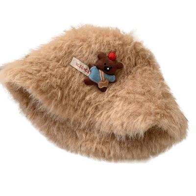 可爱小熊玩偶毛绒渔夫帽女秋冬