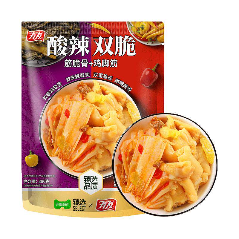 臻选鸡脚筋脆骨有友酸辣双脆380g