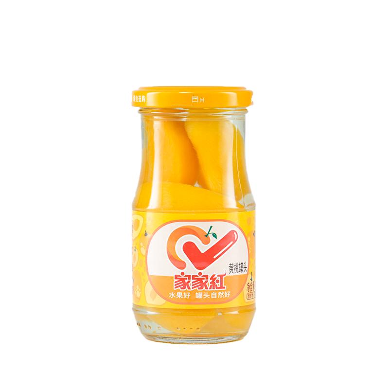 家家紅玻璃瓶245g*10瓶黃桃罐頭新鮮水果罐頭休閑零食開(kāi)蓋即食
