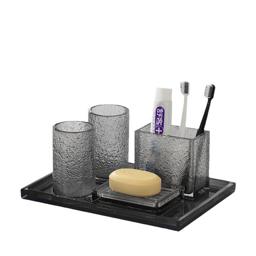 家用漱口杯牙杯轻奢酒店卫浴五件套洗漱台浴室托盘牙刷杯洗漱杯