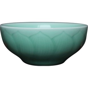 瓯江龙泉青瓷米饭碗家用个性汤碗甜品碗面碗创意陶瓷莲花碗拉面碗