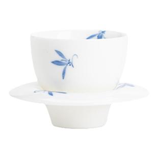 圭隐堂手绘蝴蝶兰花茶杯带杯垫品茗杯套杯主人杯家用单杯功夫茶具