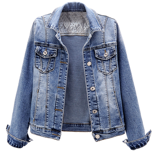 2025年春季新款韩版百搭修身显瘦弹力牛仔外套女短款长袖上衣夹克