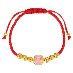 六不散人原创设计月老红线天然芙蓉晶手链国潮桃花粉晶红绳女礼物