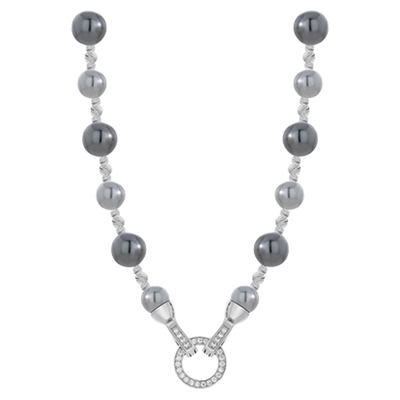 长款灰色珍珠项链轻奢小众毛衣链