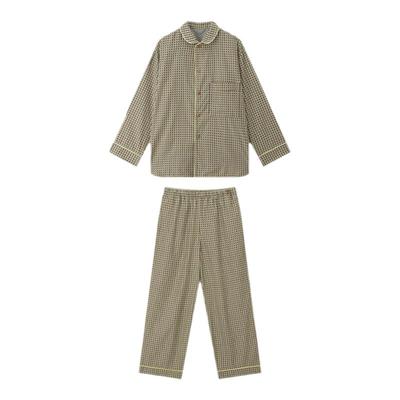 磨毛长袖休闲格纹家居服睡衣