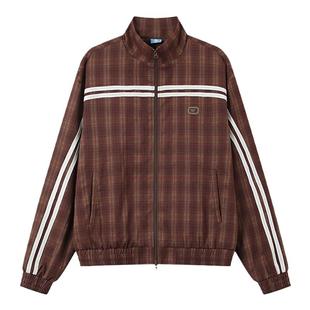 CryingCenter 红棕双杠格纹运动夹克上衣裤子套装 哭喊中心