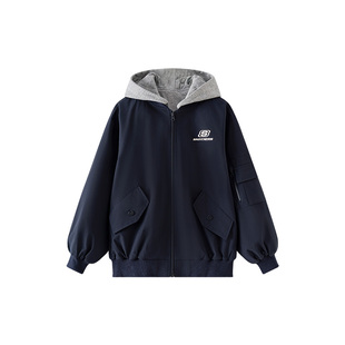 斯凯奇童装假两件连帽棒球服外套男女童26秋时尚夹克SkechersKids