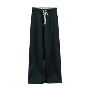 慵懒风加绒加厚直筒休闲裤女2025冬季新款松紧腰显瘦保暖运动卫裤