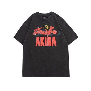 Akira vintage阿基拉复古做旧T恤美式高街嘻哈宽松男女休闲短袖潮