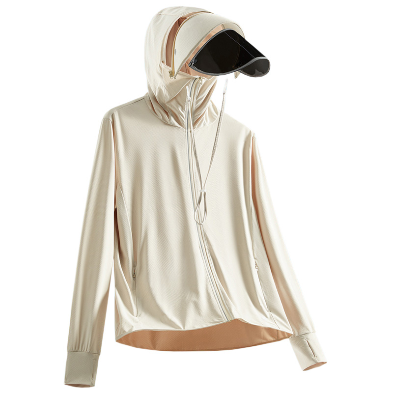 啄木鸟upf50+冰丝大帽檐皮肤衣女士夏季防紫外线透气轻薄防晒服