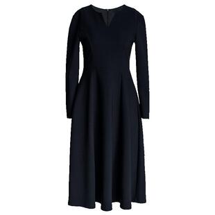 罗衣经典赫本风黑色大摆连衣裙女春季时尚收腰针织打底裙子09737