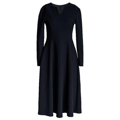 罗衣气质黑色大摆针织连衣裙