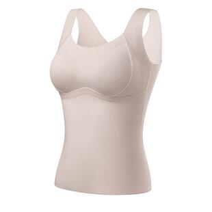 润微10A抑菌蓄热保暖背心带胸垫保暖内衣女秋冬双面磨绒打底秋衣