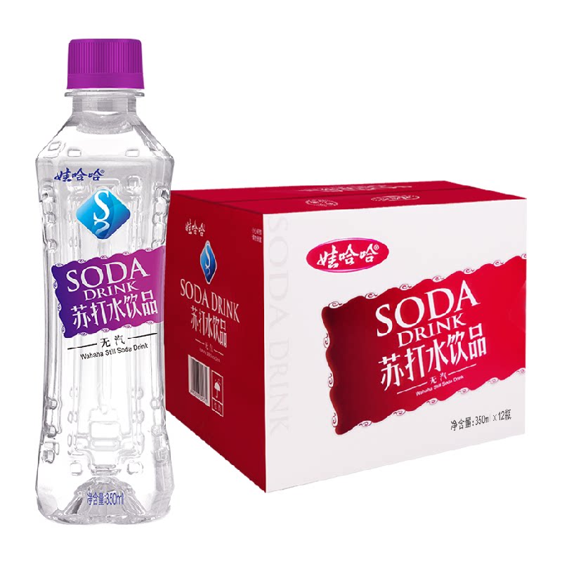 娃哈哈无汽苏打水饮料350ml*12瓶整箱弱碱纯净非矿泉饮用水哇