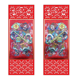 门神对联2026新款马年家用春联植绒布自粘大门贴纸过年福字装饰画