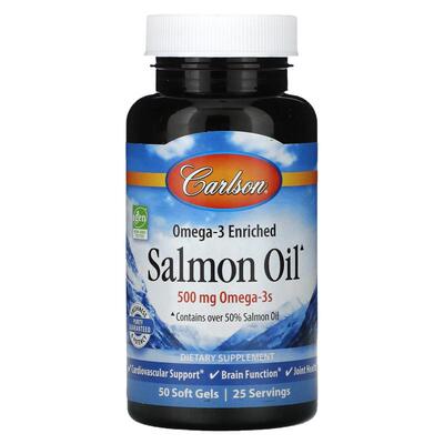 Carlson富含Omega3鲑鱼油软胶囊支持心脑眼关节健康含虾青素