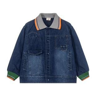 【商场同款】马拉丁童装儿童外套男大童撞色螺纹牛仔外套