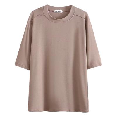 2023夏季短袖T恤女胖mm大码女装圆领宽松显瘦休闲百搭中袖打底衫