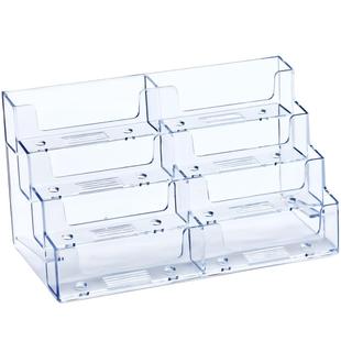 普雅透明名片盒桌面名片箱展会商务卡片座多层卡片盒收纳展示盒名片架子名片座用名片多层多格可选支持定制