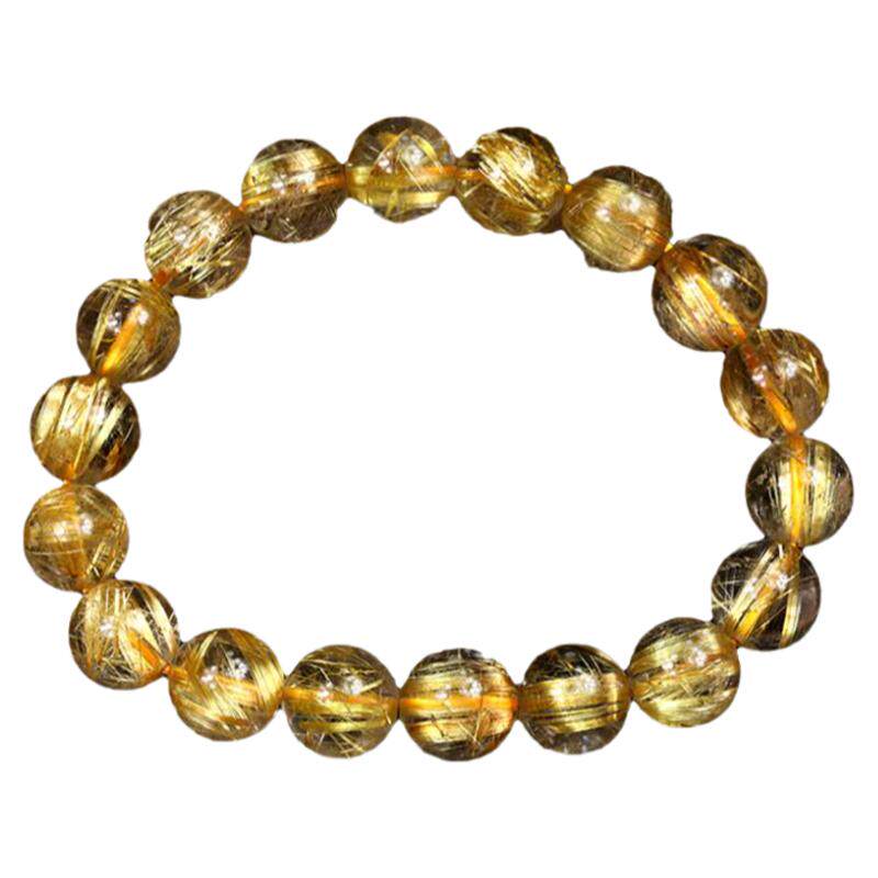 单圈天然金发晶钛晶手链男女士饰品聚财手串大气送礼男女友送父母