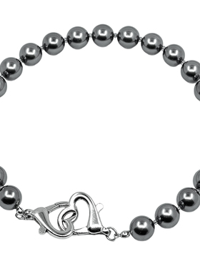 原创爱心双扣灰珍珠choker项链