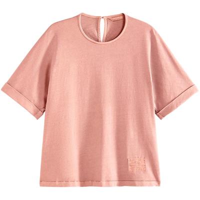 例外全棉挂扣设计短袖T恤