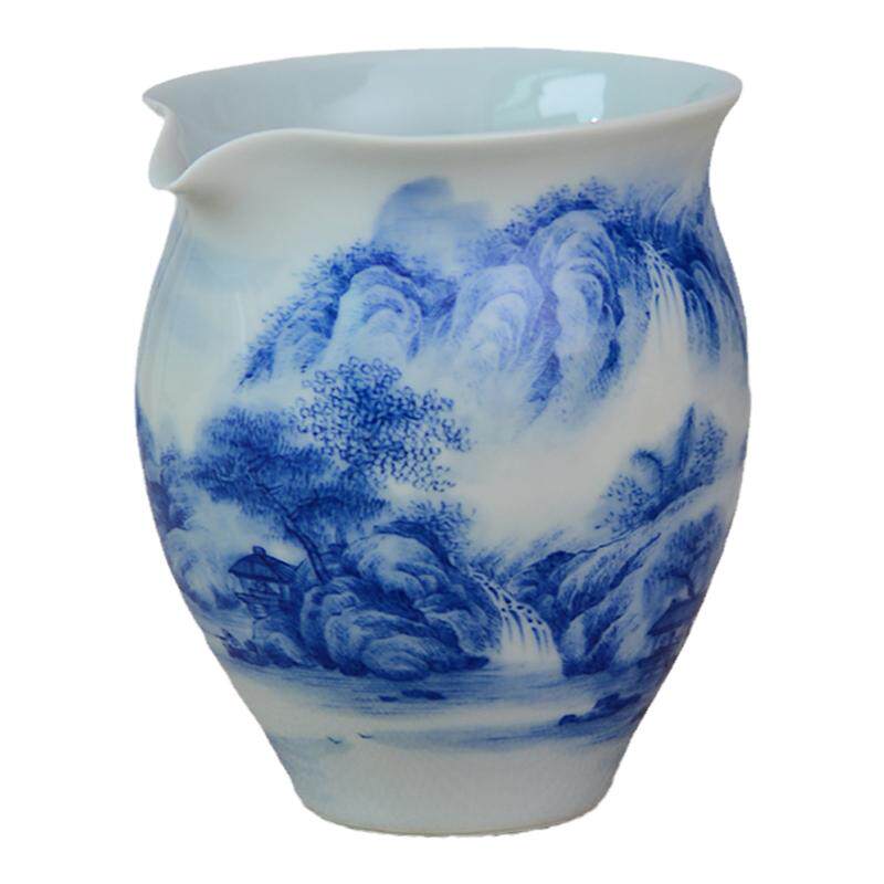仿古陶瓷山水公道杯公平杯手绘青花瓷分茶器全手工景德镇功夫茶具
