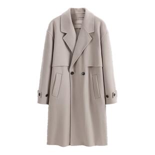 太平鸟男装大衣冬季时尚高支羊绒大衣男长款品质感休闲毛呢大衣