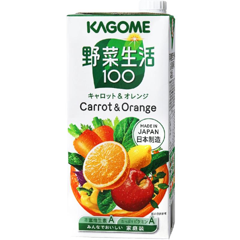 日本进口kagome可果美野菜生活橙汁味果蔬汁1000ml*1瓶家庭装果汁