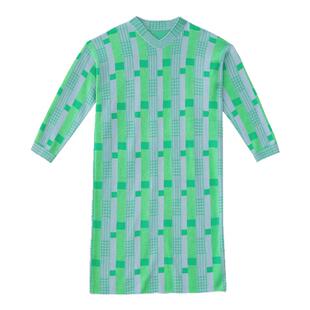 阁兰秀2026年春新款几何提花针织连衣裙V领长袖中长款H裙直筒宽松