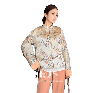 JKJS改良新中式宋锦外套女缎面高级感2025年新款轻国风提花上衣女