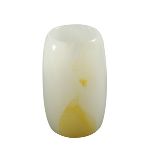 合三舍 琼华竹逸白玉笔筒 书房国画书法毛笔笔筒收纳文房雅器阿富汗玉石笔筒天然原石手工打磨高档中国风摆件