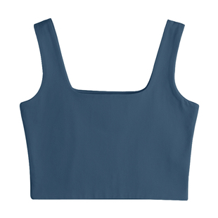 克莱因蓝色纯棉吊带背心女显瘦韩版辣妹小心机露背方领超短款上衣