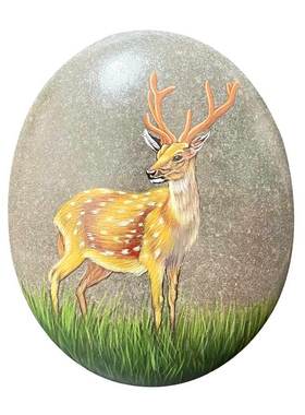 石材摆件中式办公室手绘饰品