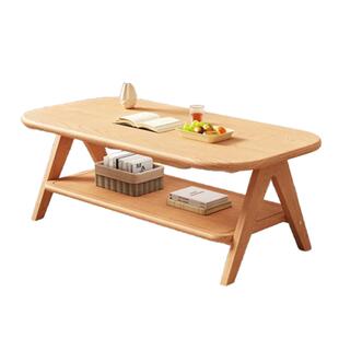 三梦全实木茶几客厅家用小户型2025新款茶桌原木风双层极简茶几桌