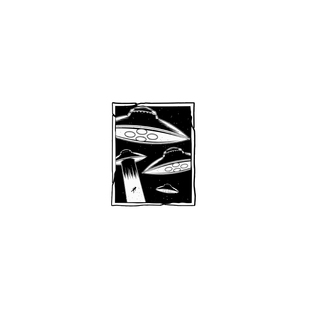 TLP反光车贴 飞碟外星人侵略科幻漫画黑白贴纸行李箱遮划痕装饰贴