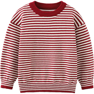 [骏马福裳羊绒]齐齐熊宝宝红色毛衣加厚男童新年打底衫儿童上衣冬