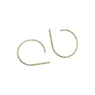 韩国进口黄金纯14K金耳钉 超美纤细款闪闪拧麻花半圈纯金耳环耳饰