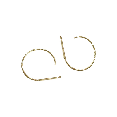 进口超美闪闪麻花半圈纯金耳饰